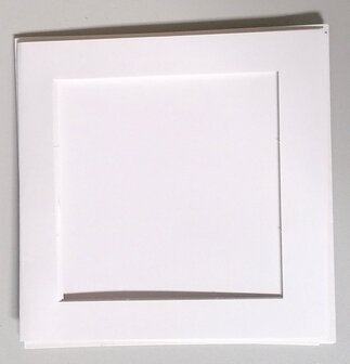 Passe-partout kaart met envelop gebroken wit 14 x 14 cm 4 stuks